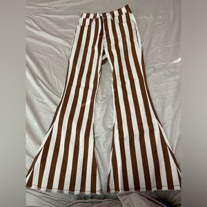 Pink Lily Pinstripe Flare Jeans